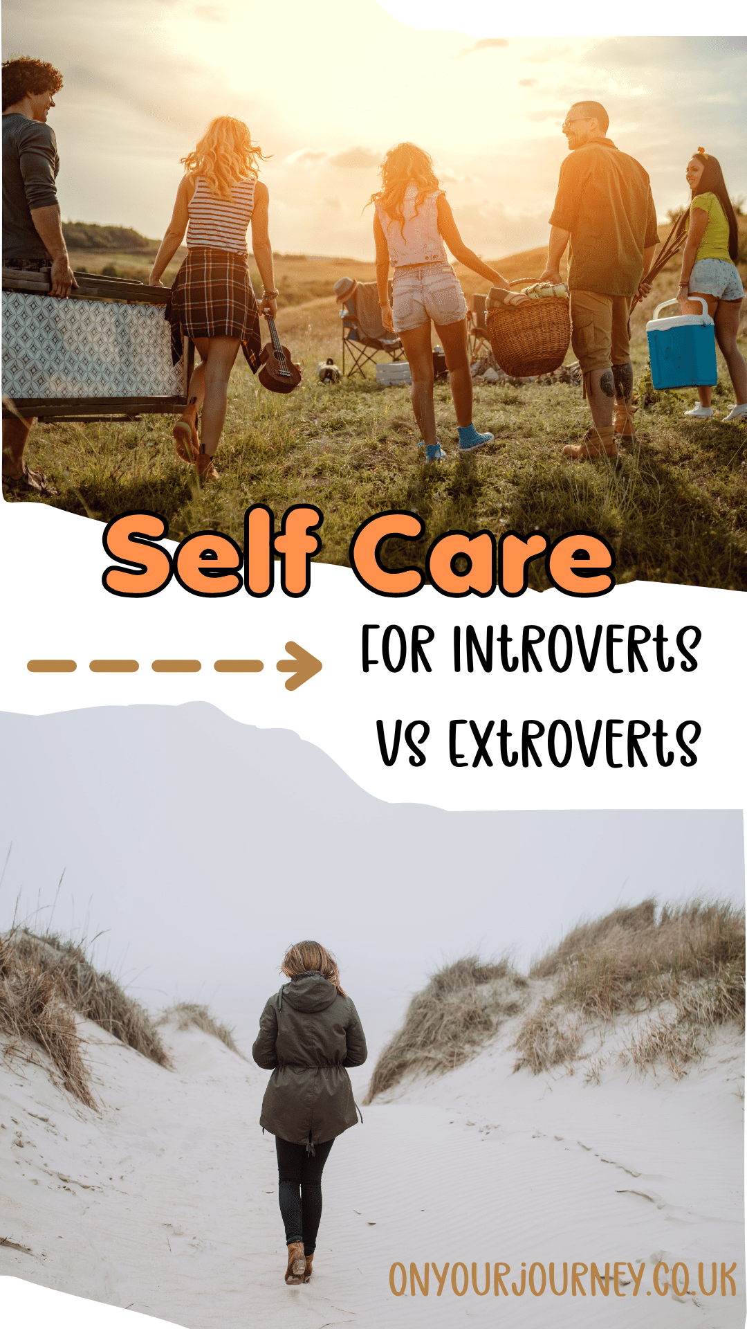 Self care ideas for introverts and extroverts. List of suggestions for self care based on personality type, as we all recharge differently