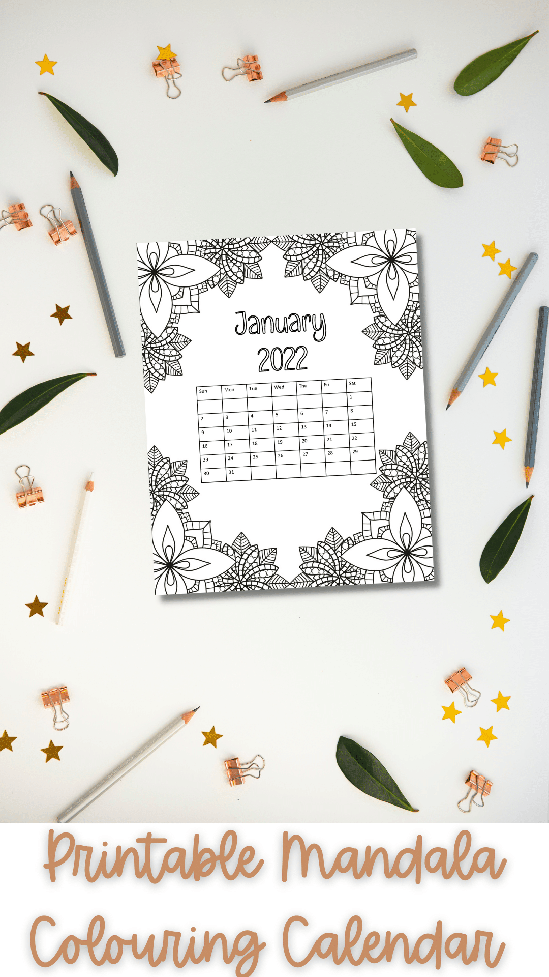 printable mandala colouring calendars 2022