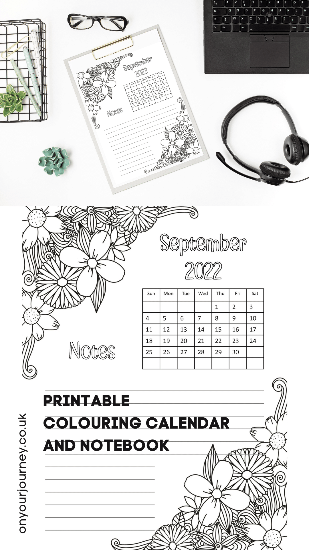 printable colouring calendars for 2022 month by month with space for notes