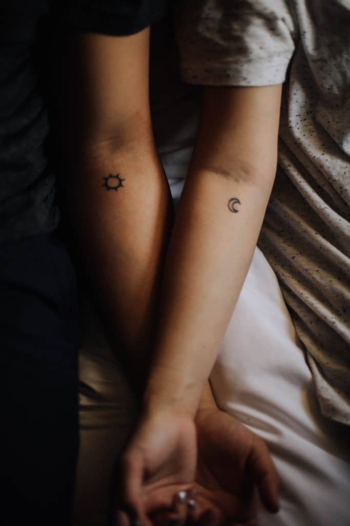 sun and moon matching tattoos