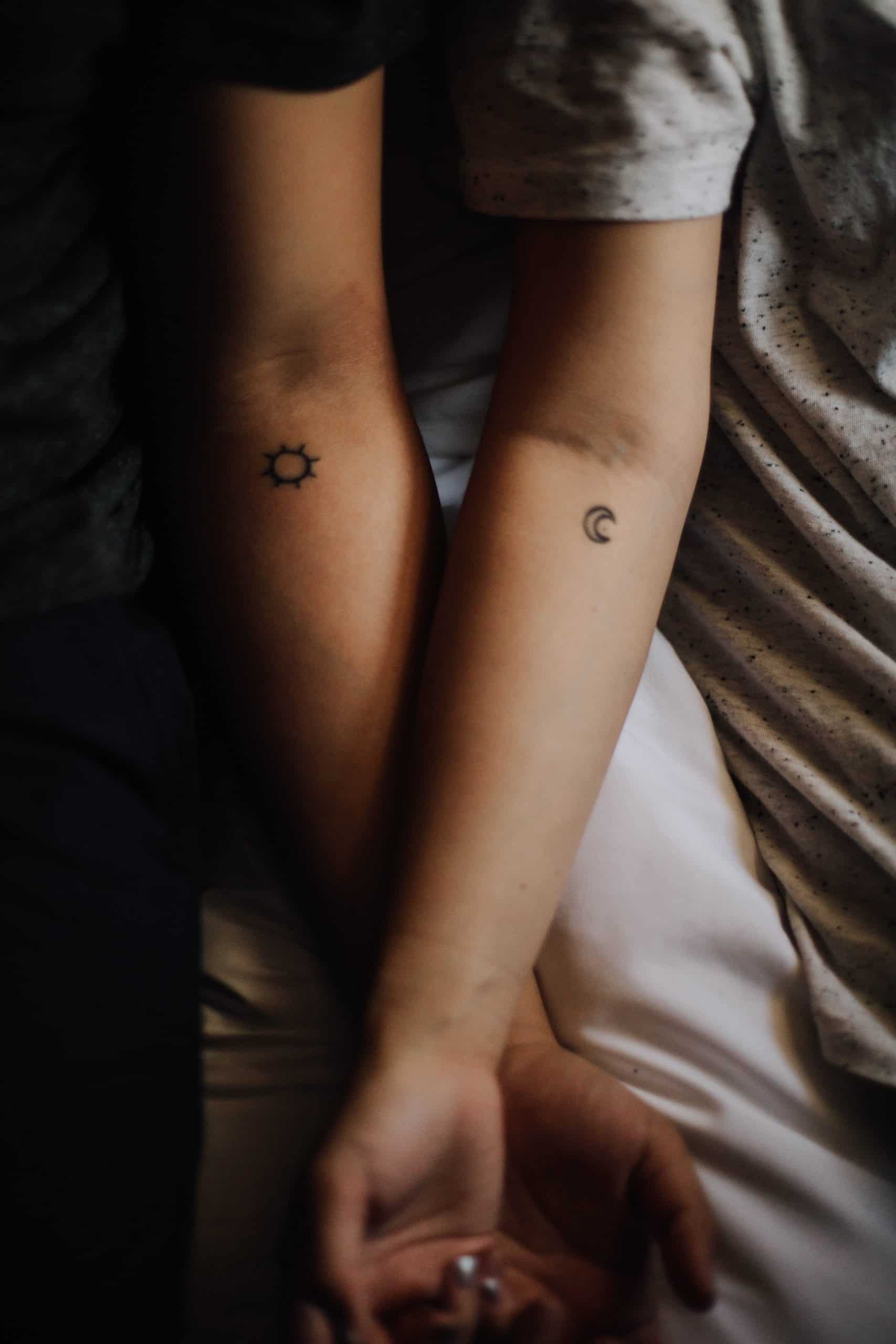 matching friendship tattoo sun and moon