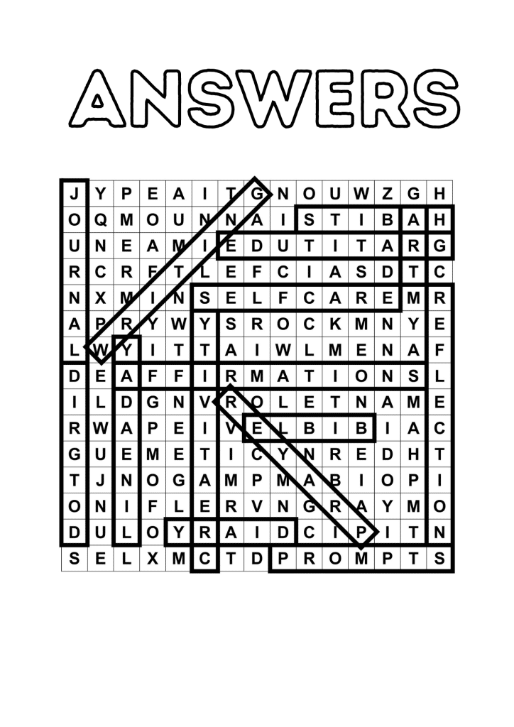 journaling wordsearch solutions answer key
