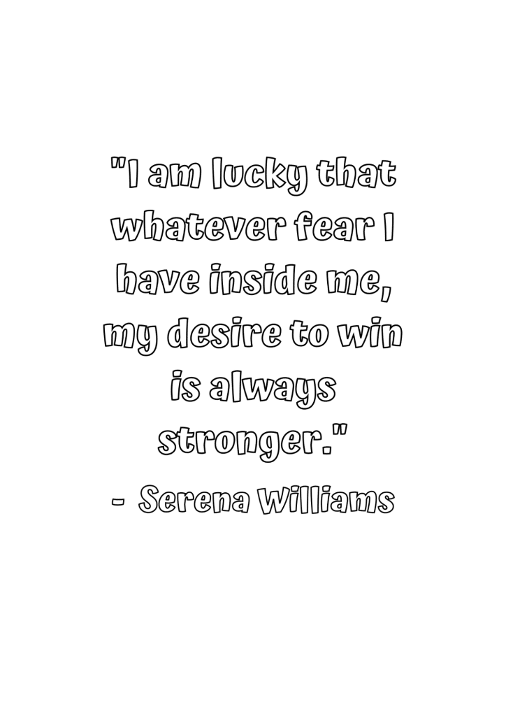 Serena williams quote coloring page 
