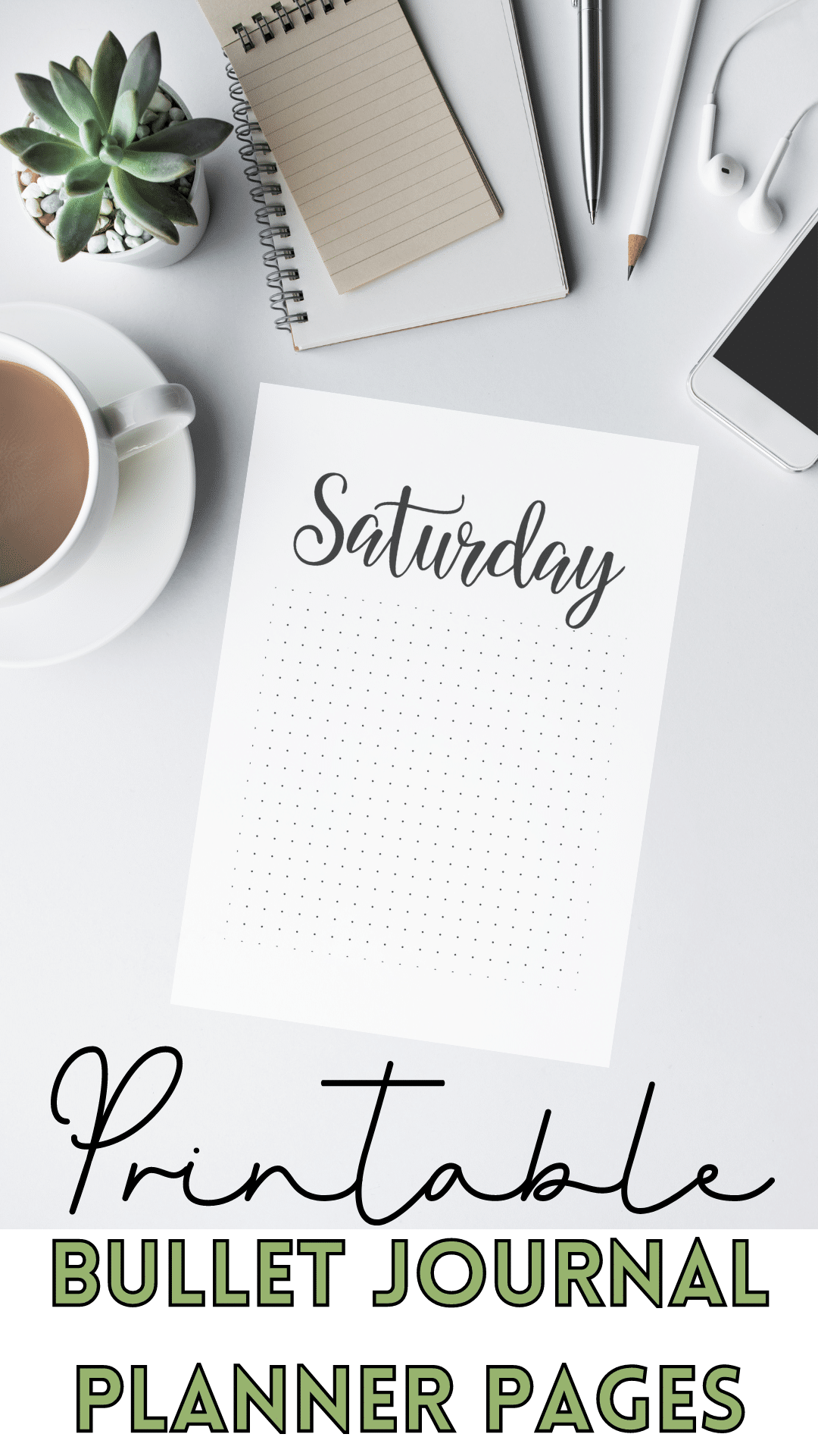 free printable dot grid bullet journal planner pages with dot grid pattern