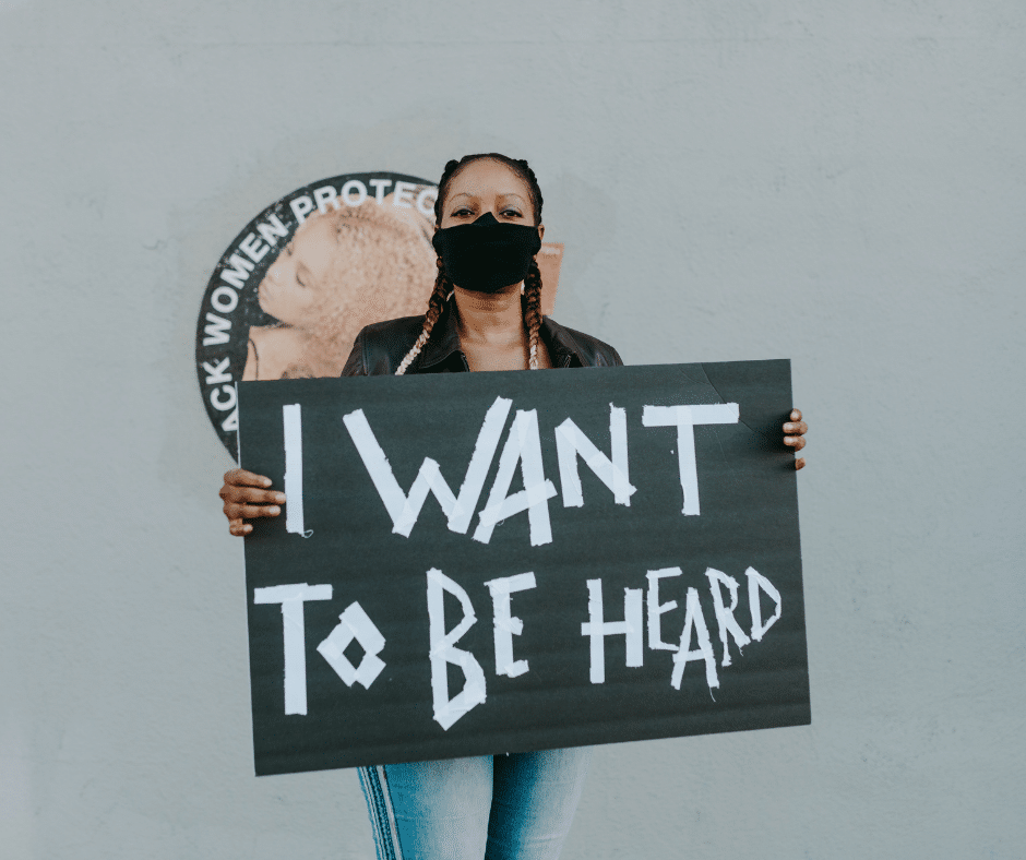 I want to be heard sign black history month 