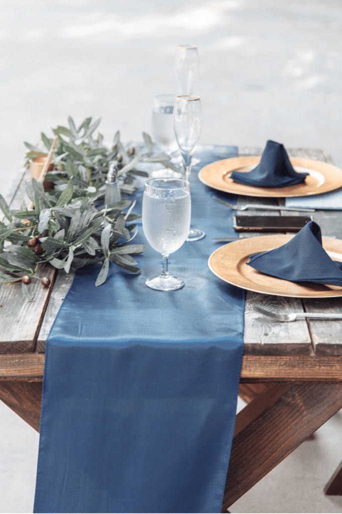 blue wedding linen