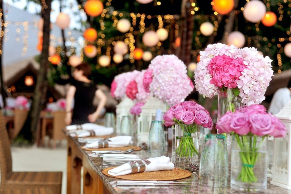 bold pink flowers for wedding