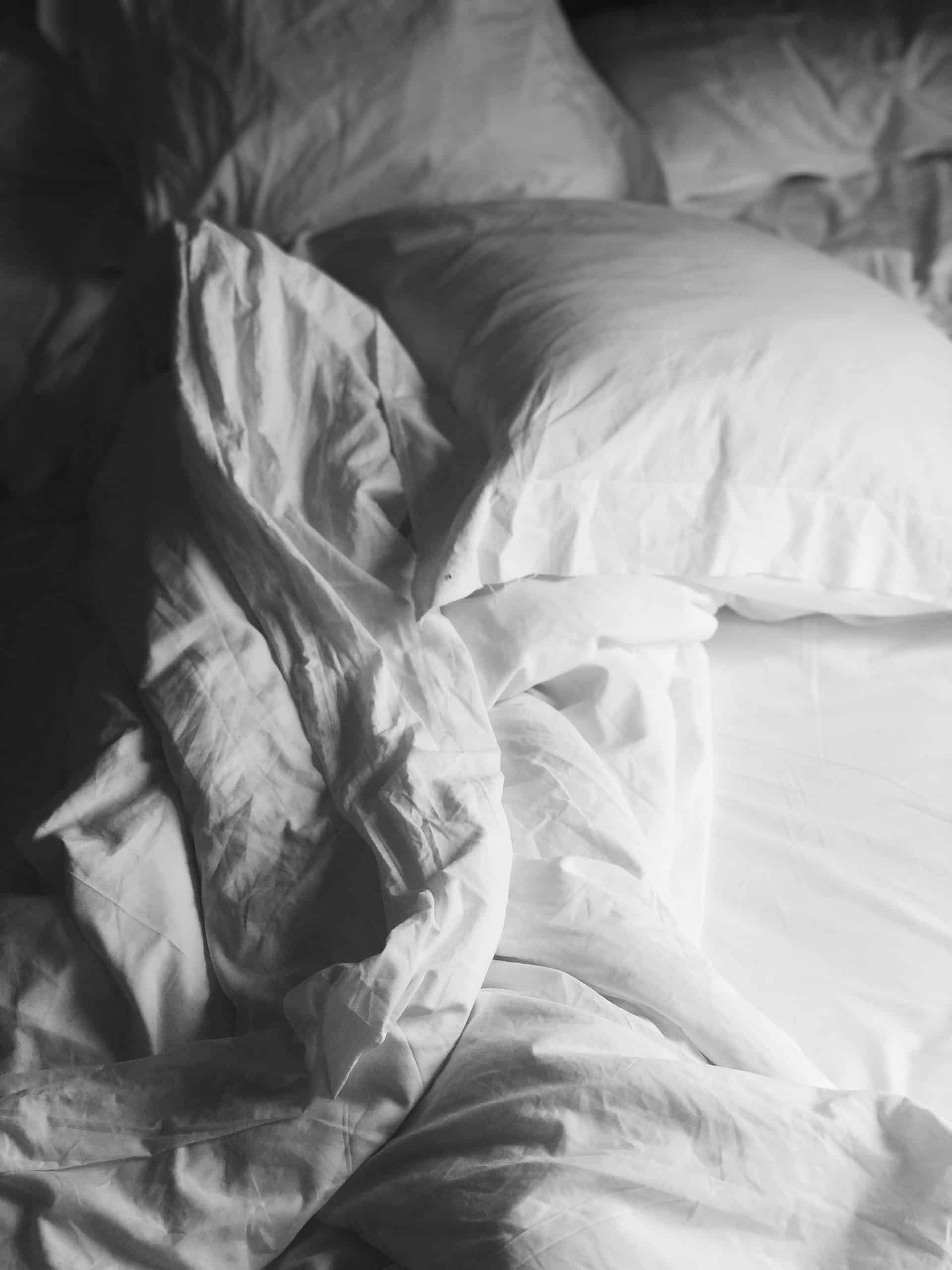 bedding after a spray tan