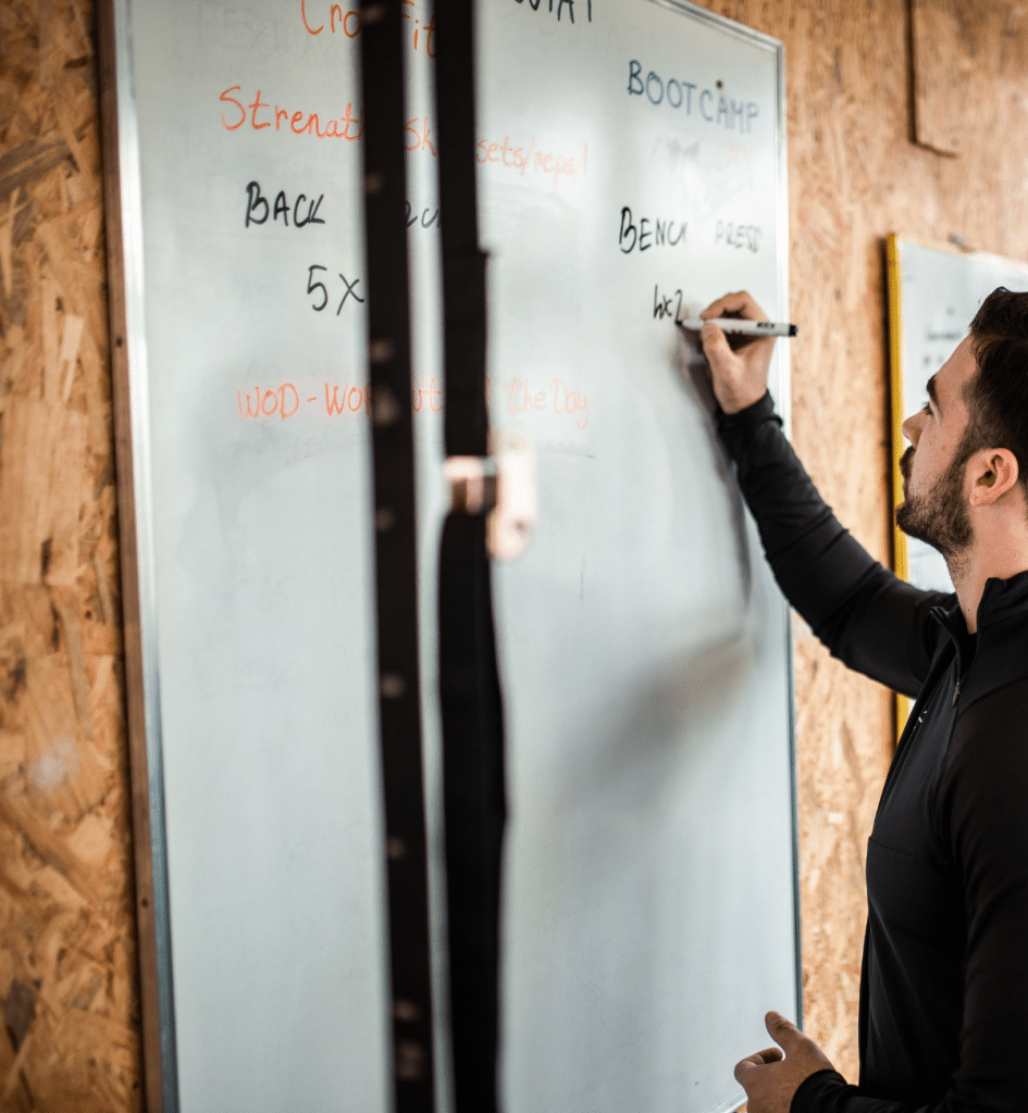 workout routine whiteboard