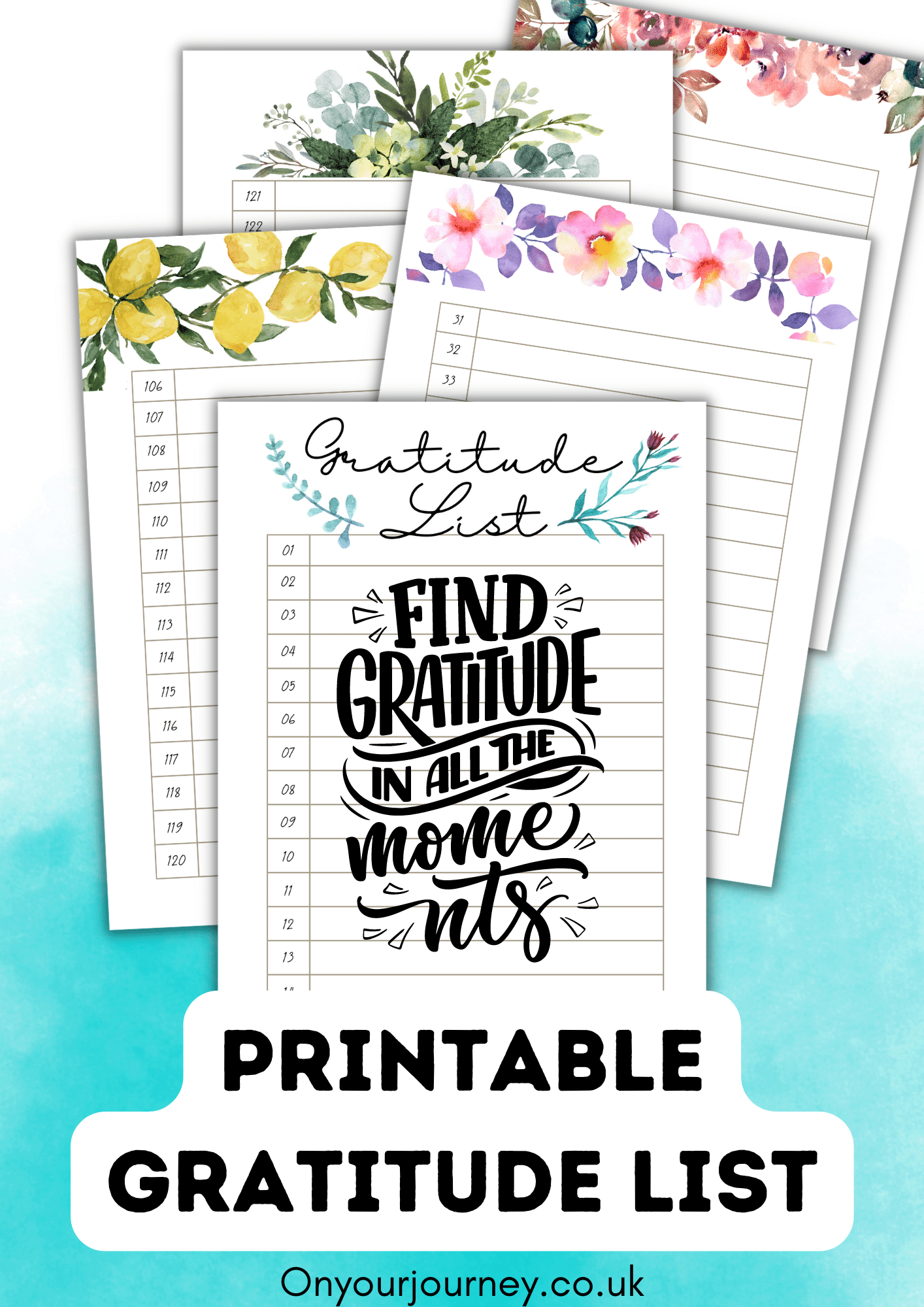 Example gratitude lists and blank gratitude list templates to print