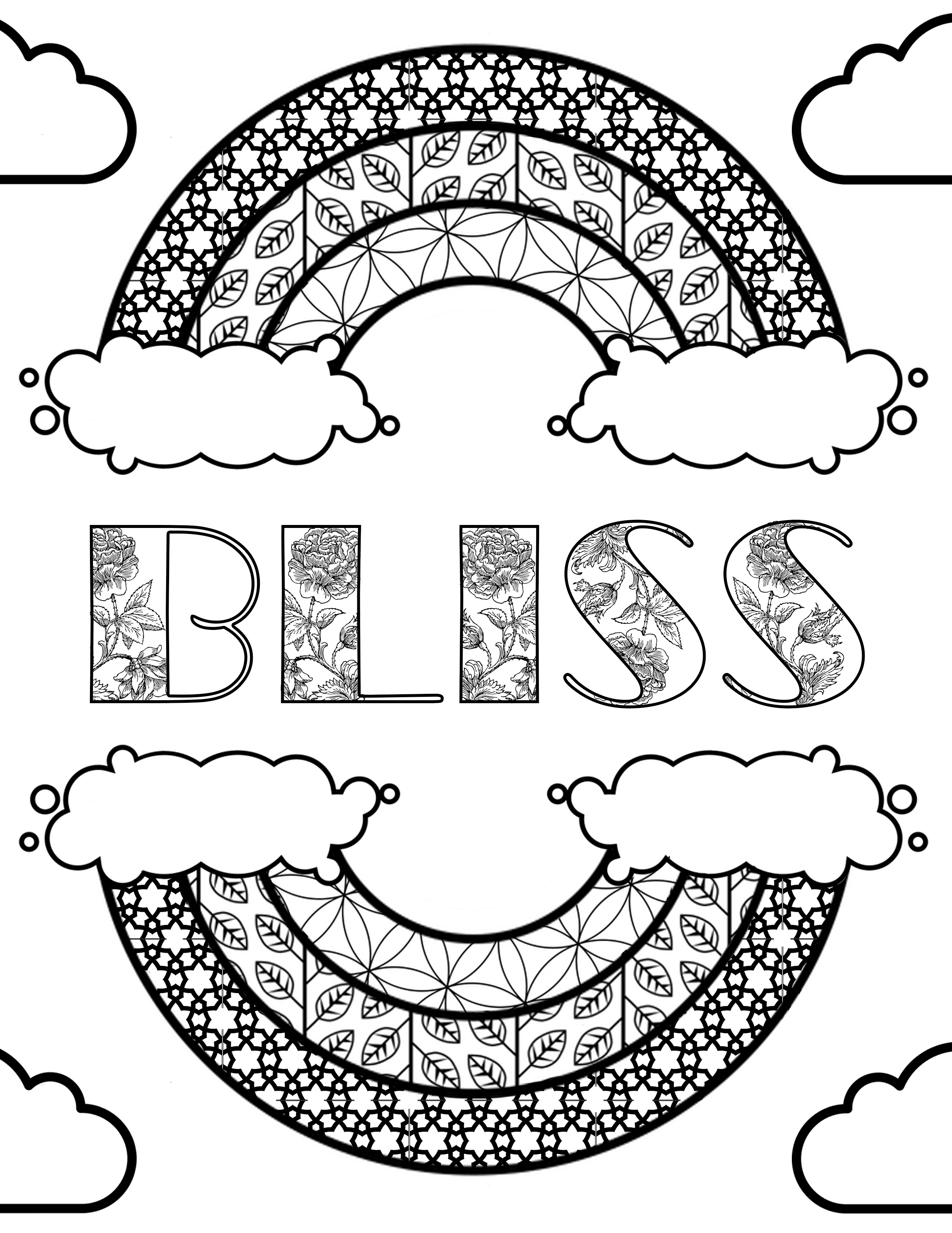 bliss inspirational word coloring page