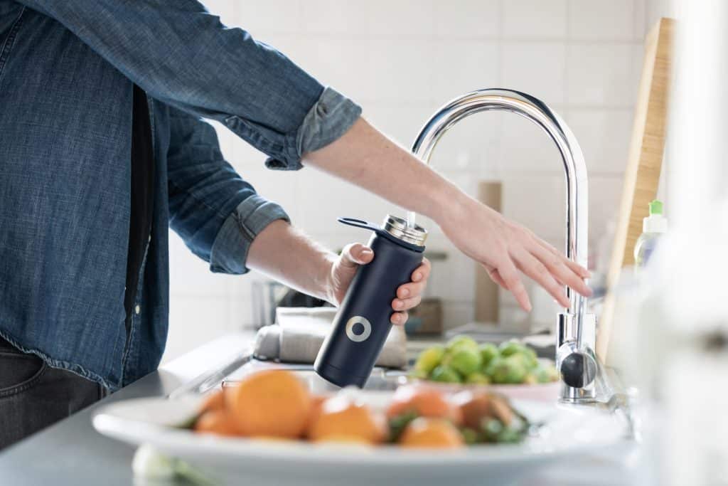 filling water bottle