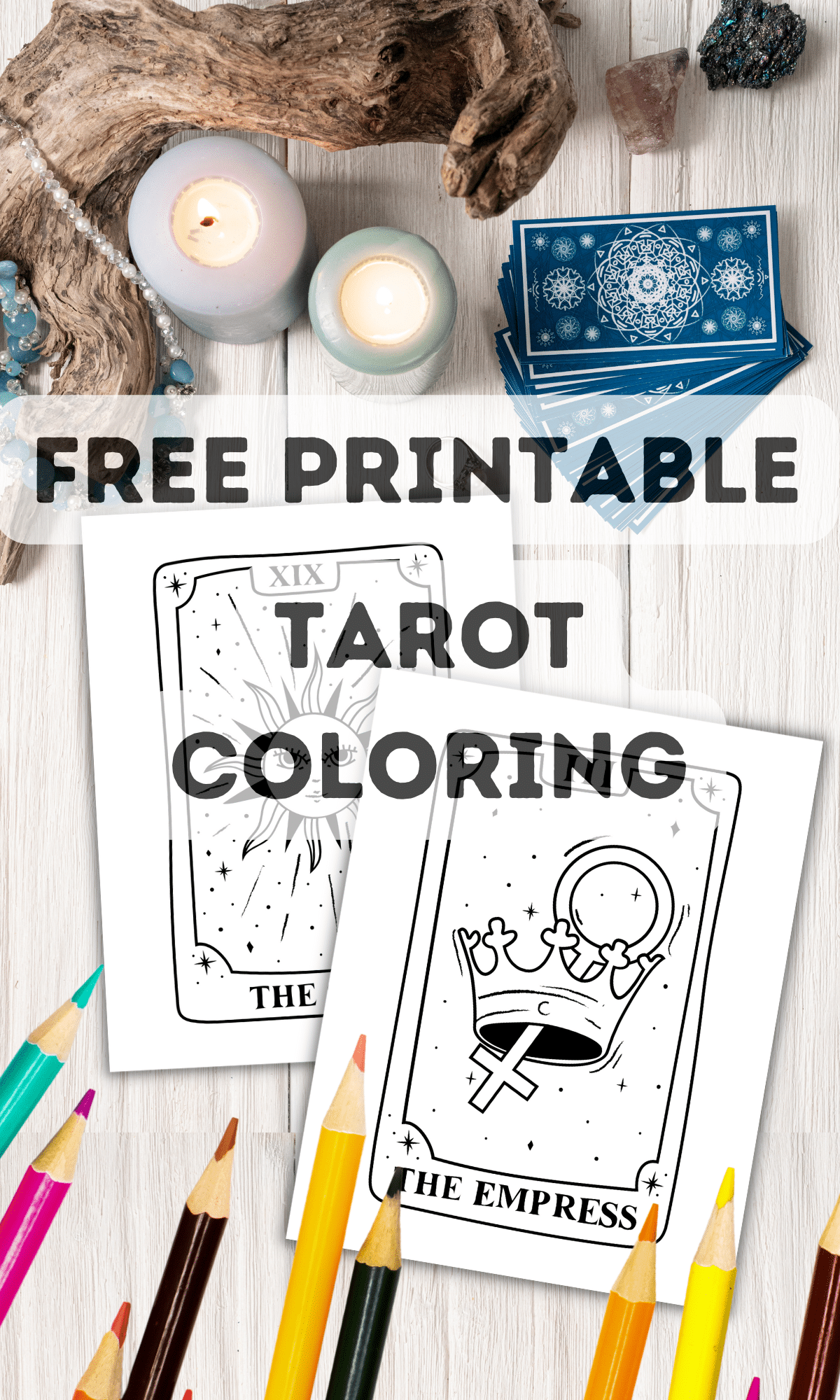 free printable tarot coloring pages pdf featuring cards of the major arcana