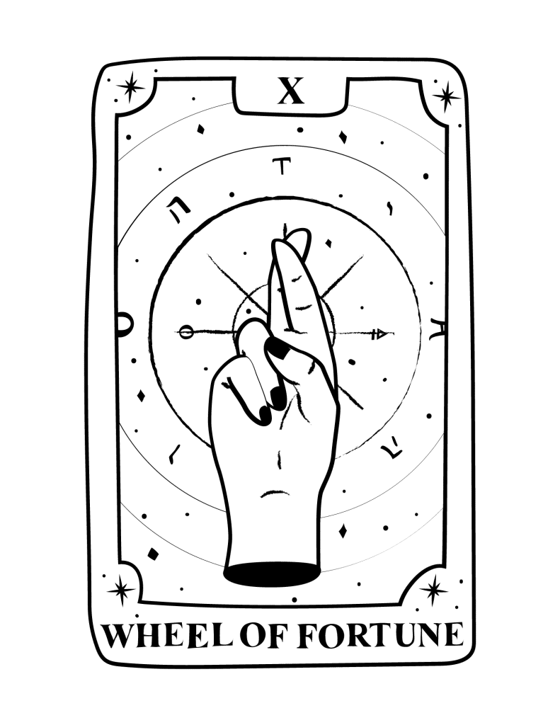 tarot card coloring page the wheel of fortune