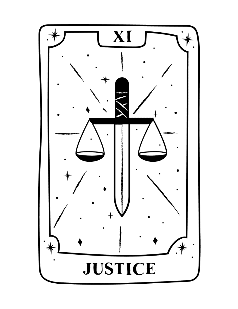 tarot card coloring page justice