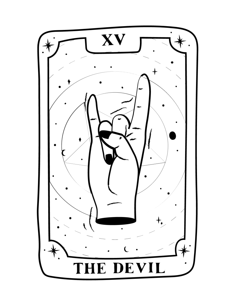 tarot card coloring page the devil