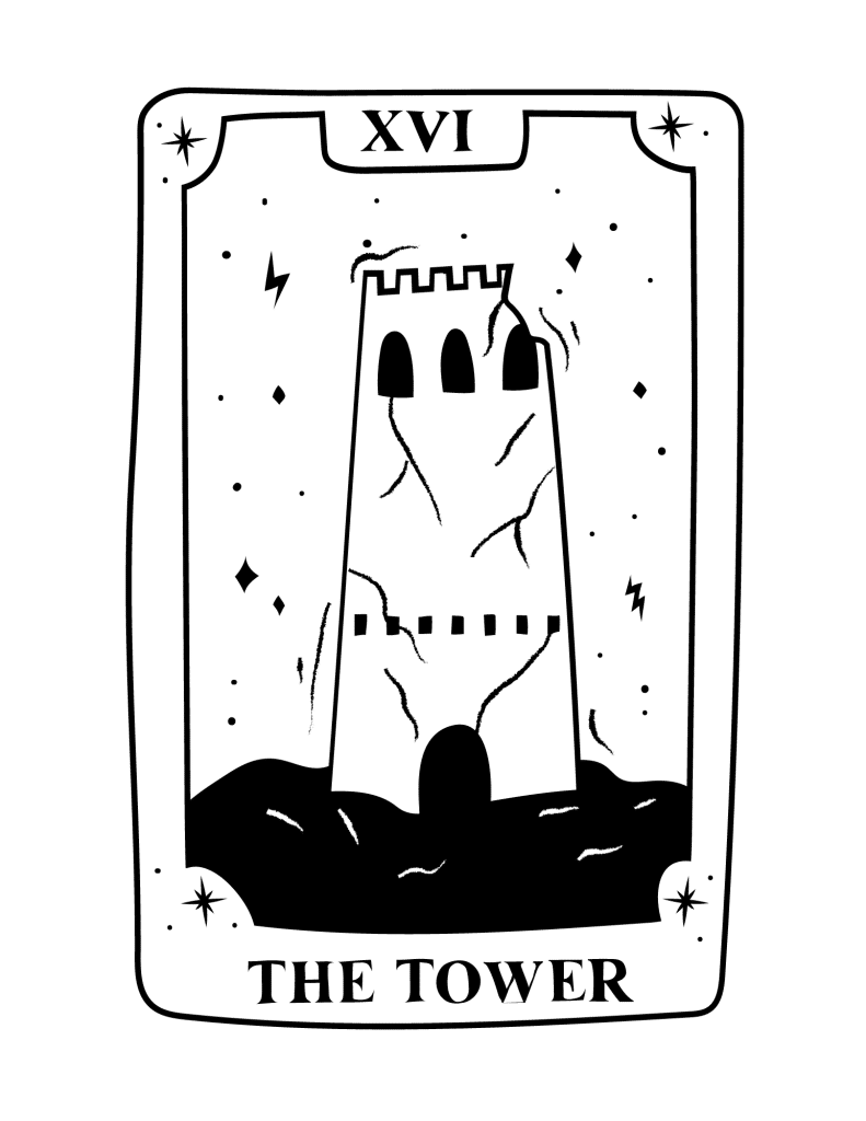 tarot card coloring page the tower