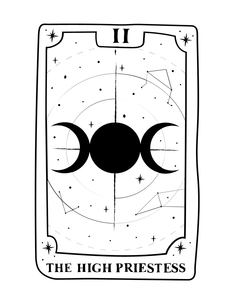 tarot card coloring page the sign priestess