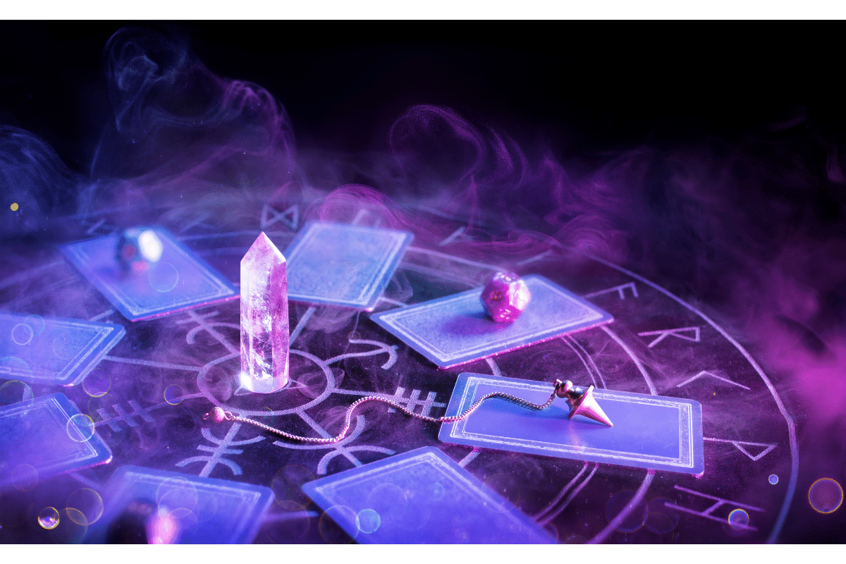 tarot cards and crystals