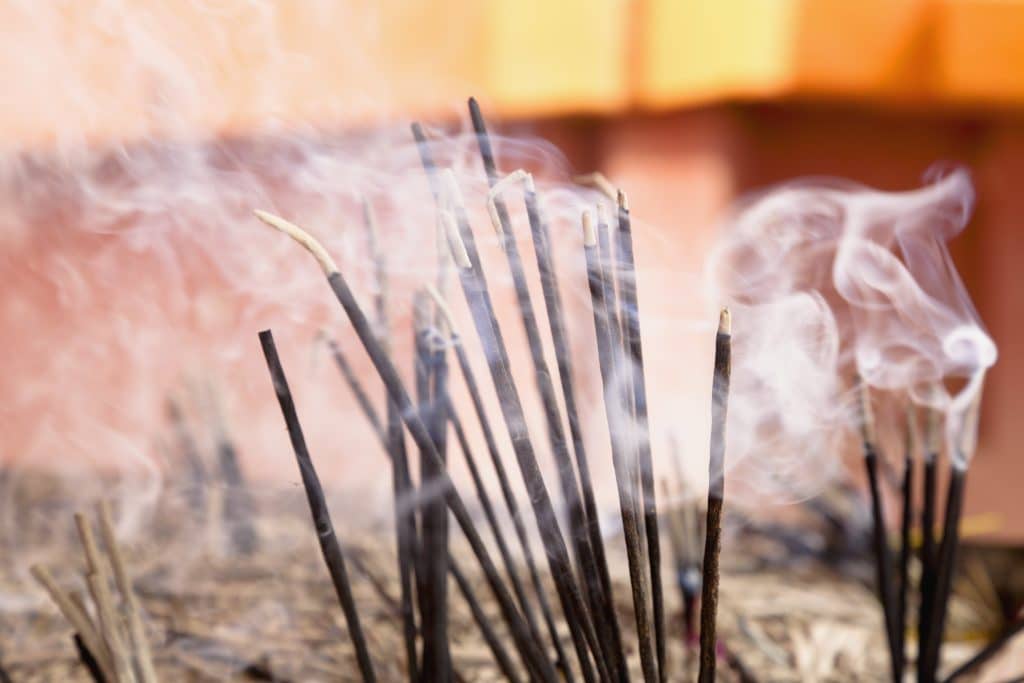 burning incense sticks 