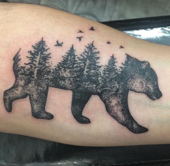 bear forest tattoo idea