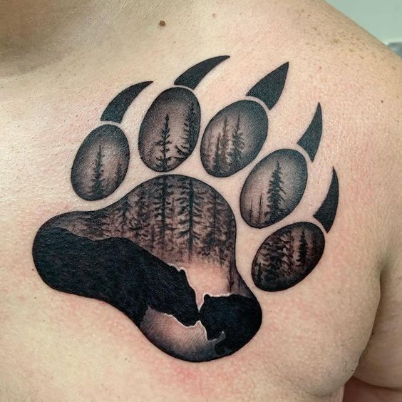 beautiful bear claw tattoo idea 