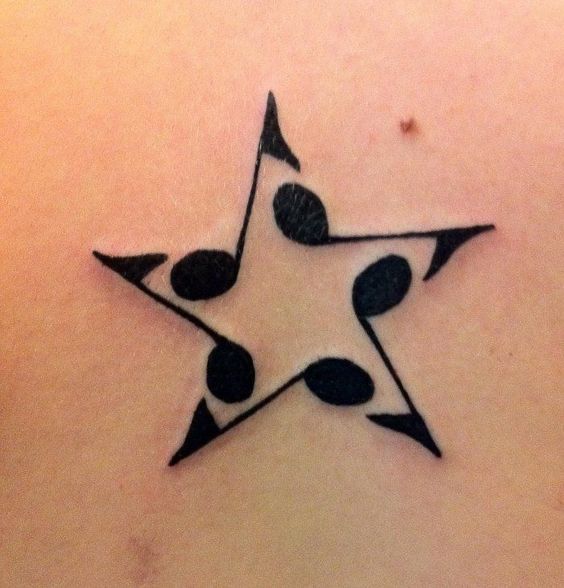 music note star tattoo design