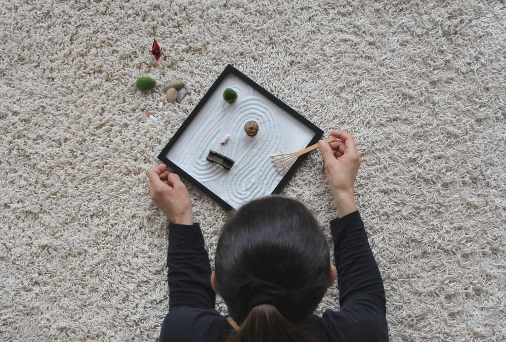 miniature peace garden with sand for zen
