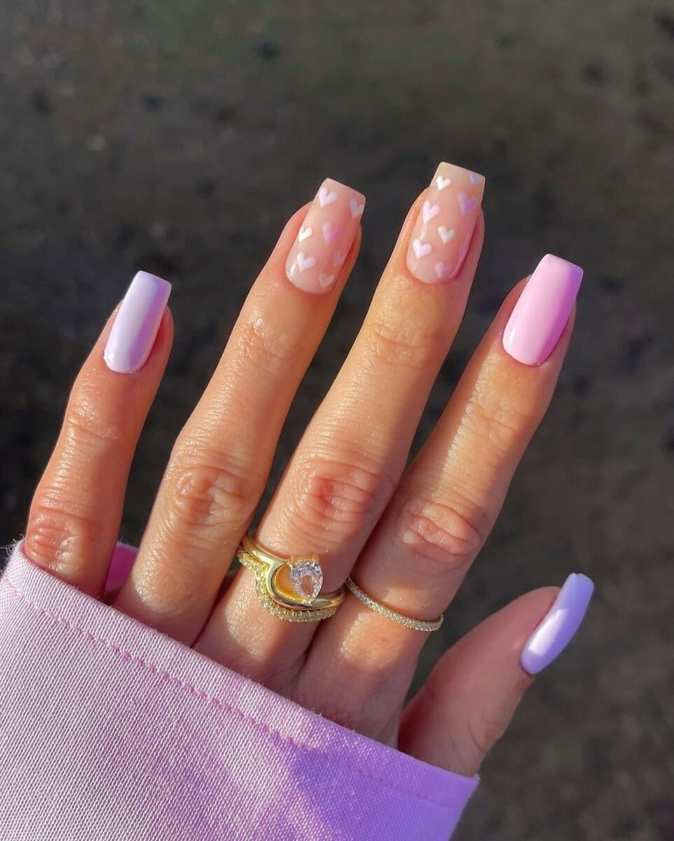 purple valentines nails design