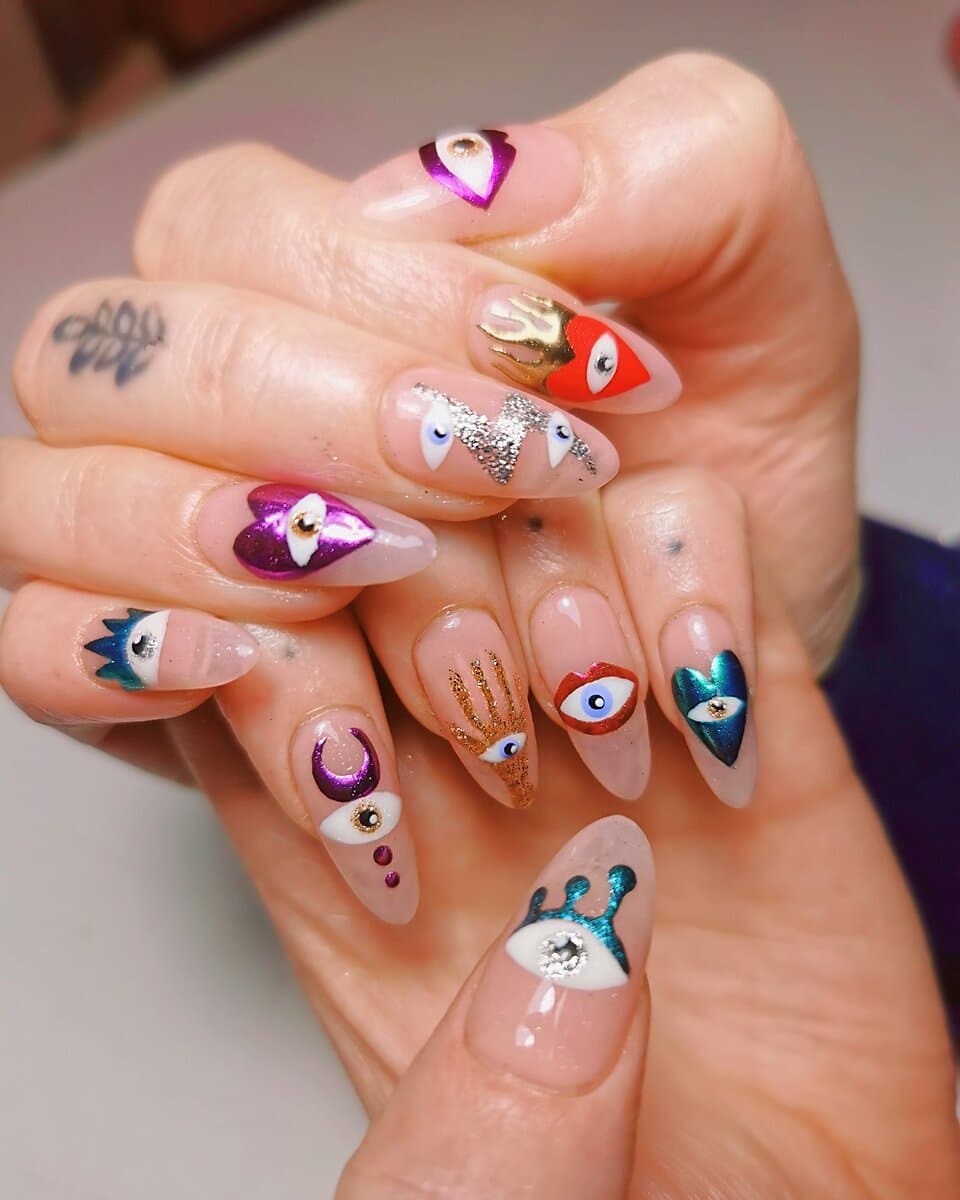 quirky and unique valentines nail design