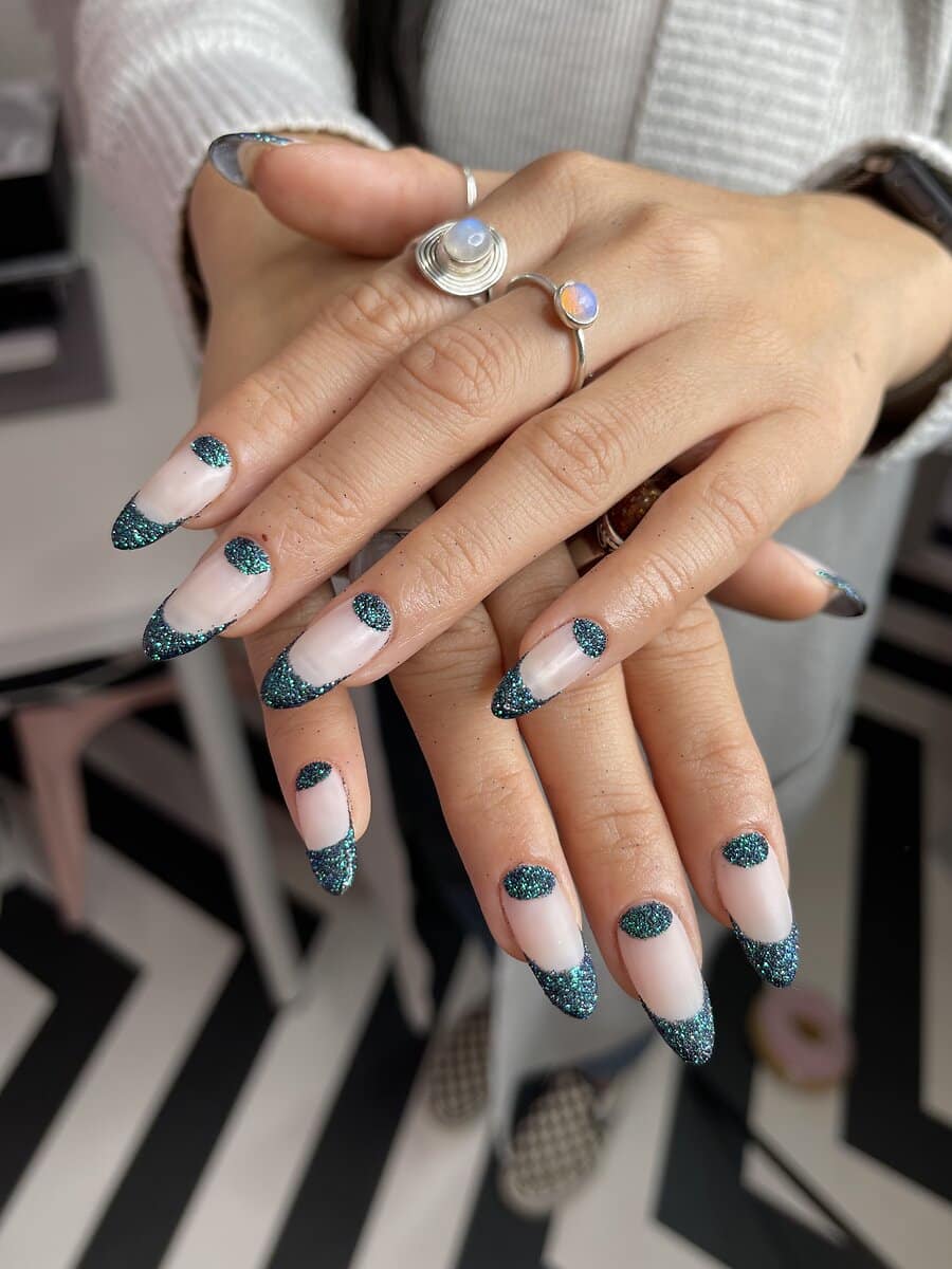 black glitter valentines nails