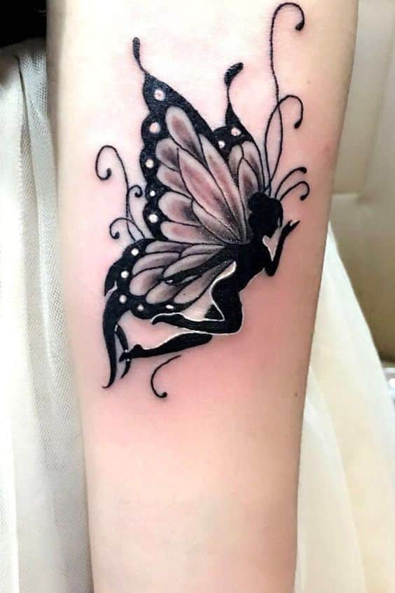 fairy with butterfly wings tattoo