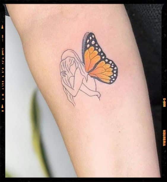 butterfly wings hug tattoo