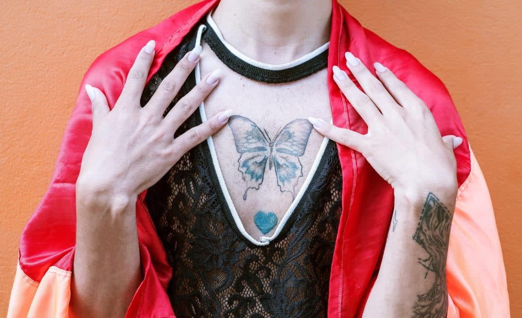 chest butterfly tattoo