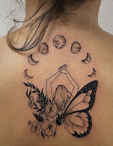 fairy moon butterfly tattoo