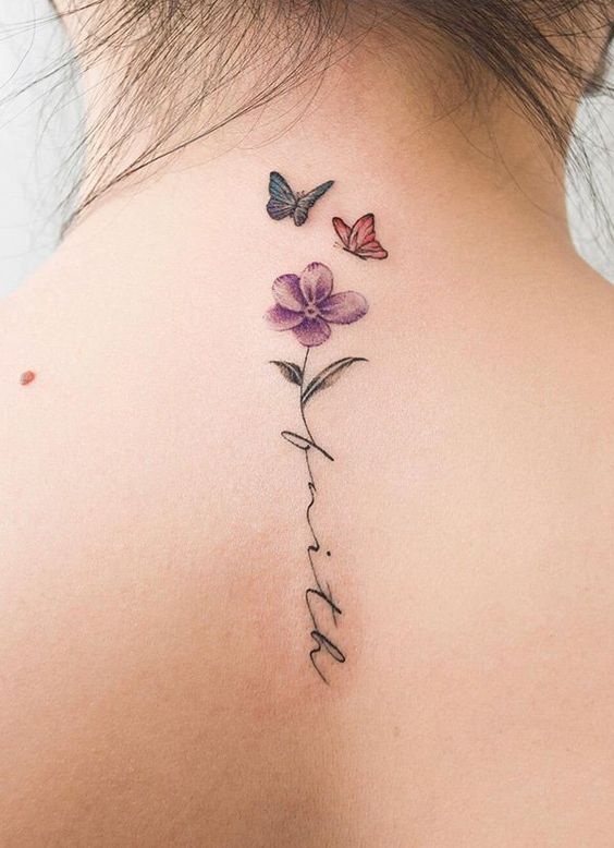 delicate butterflies and flower tattoo