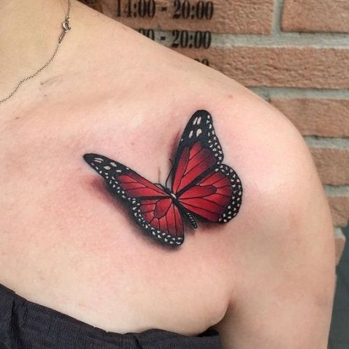 red butterfly tattoo 3d butterfly tattoo