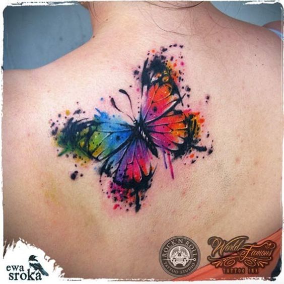 vibrant rainbow butterfly tattoo