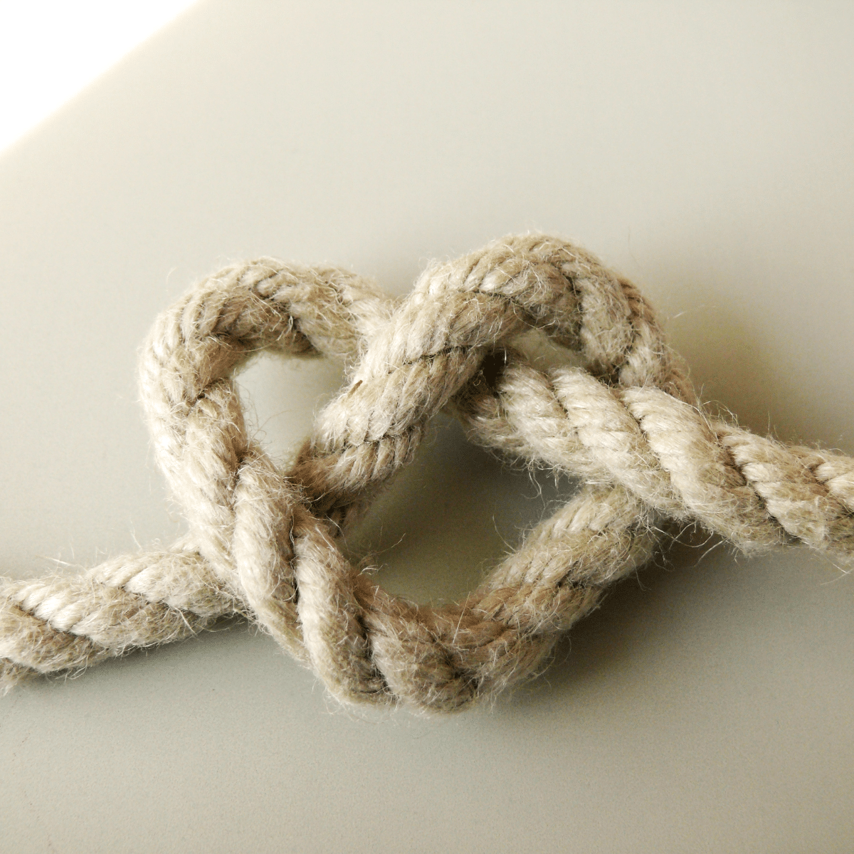 cord tied into a heart shape