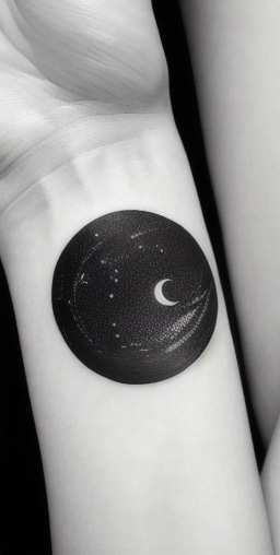 Crescent moon in the night sky tattoo