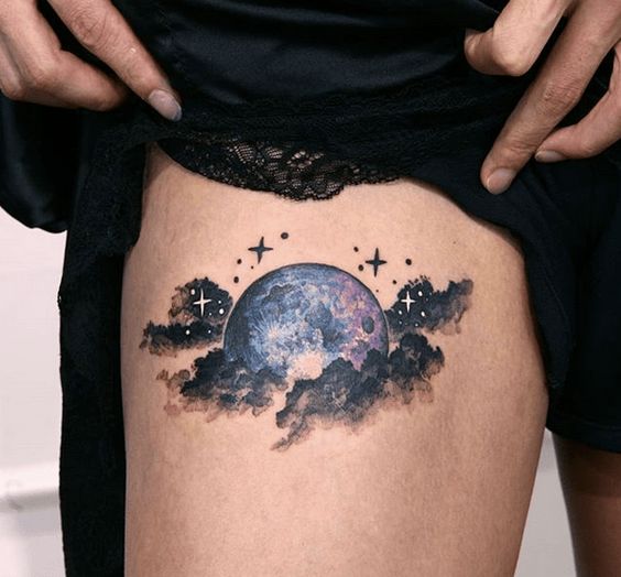 full color full moon tattoo