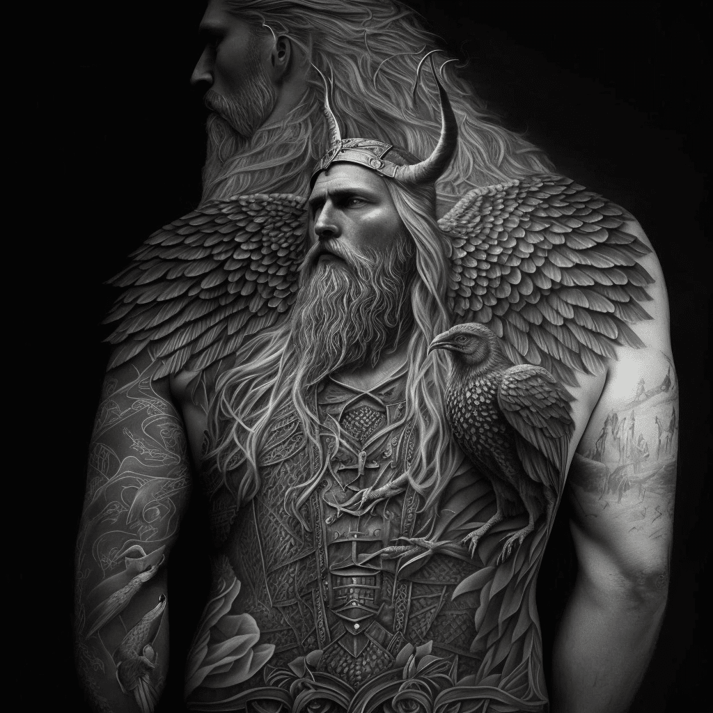 odin tattoo detailed back tattoo viking tattoo idea