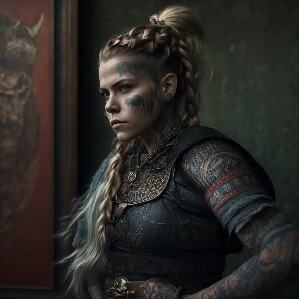 beautiful viking woman with tattoos