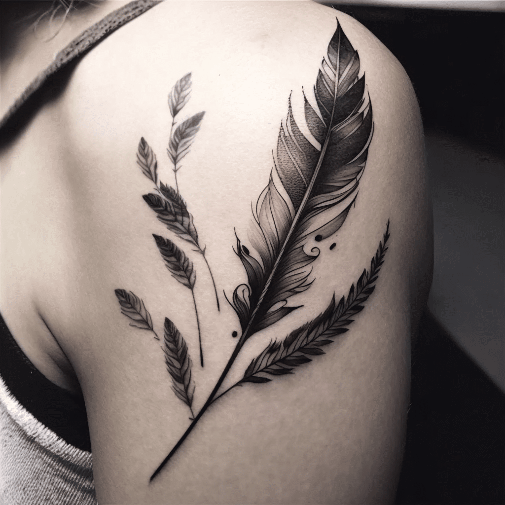feather arrow tattoo design
