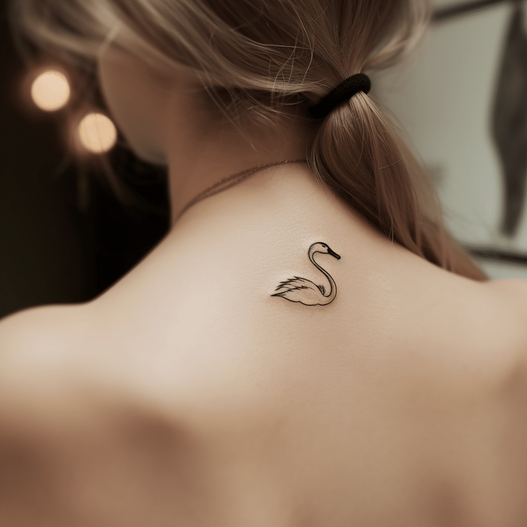 small back tattoo swan