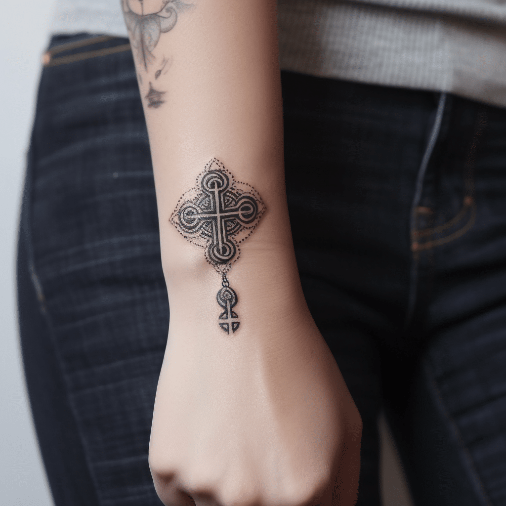 celtic cross tattoo design with dots