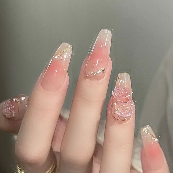 3d nails blush nails chinese nails