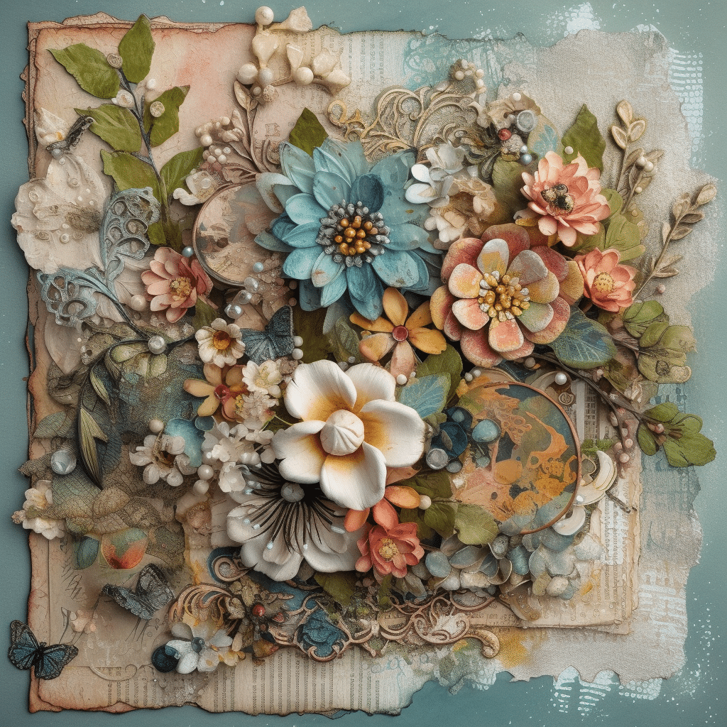 scrap book page with flowers