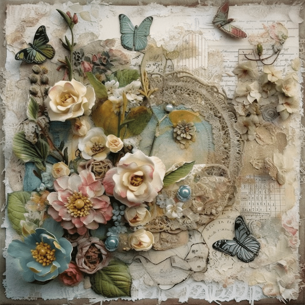 scrap book junk journal page with flowers