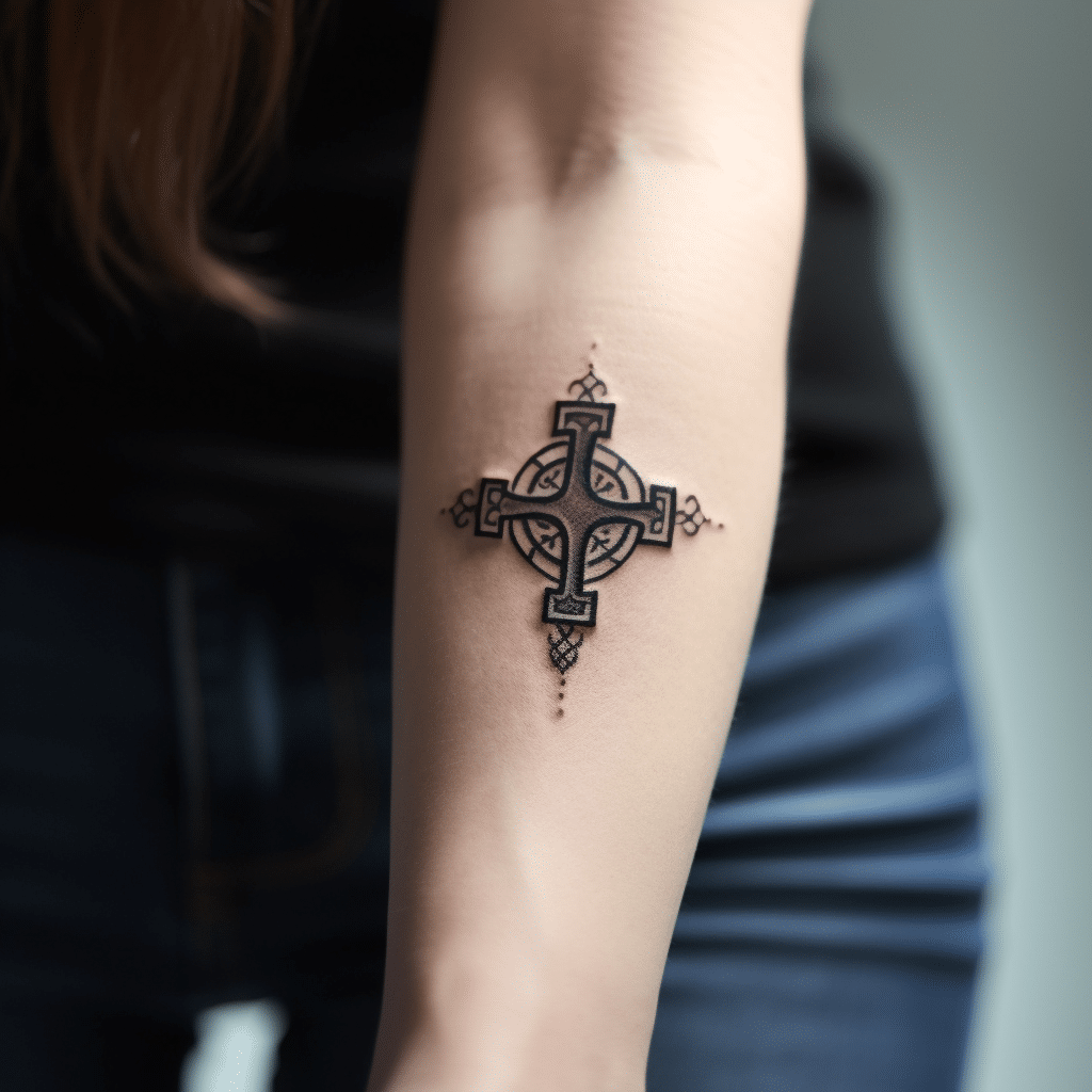 celtic cross small tattoo design
